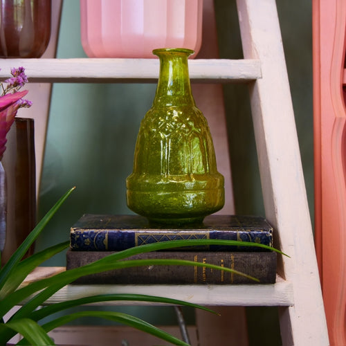 MADAM STOLTZ – Vase en verre vert à relief