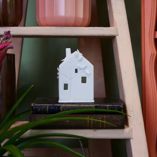 RÄDER – Photophore maison en porcelaine blanche