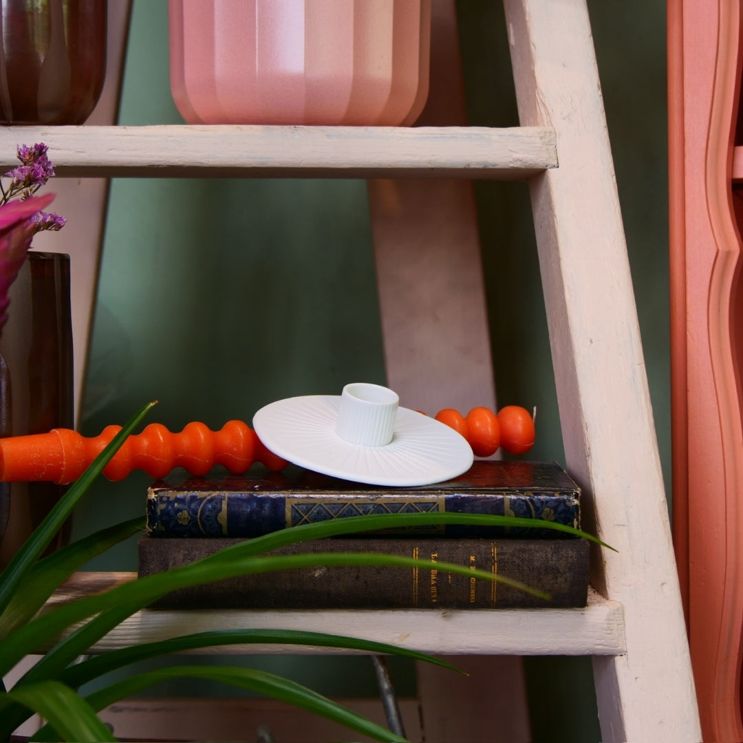 RÄDER – Bougeoir “Rayons” en porcelaine blanche