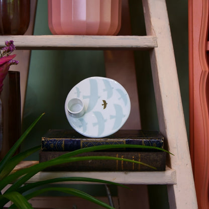 RÄDER – Bougeoir “Oiseaux” en porcelaine blanche