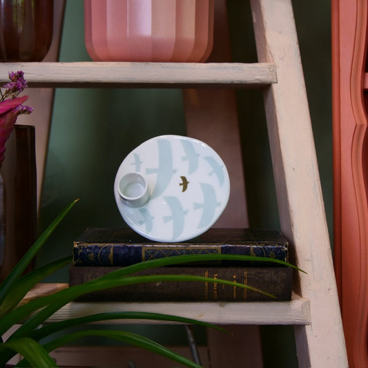 RÄDER – Bougeoir “Oiseaux” en porcelaine blanche