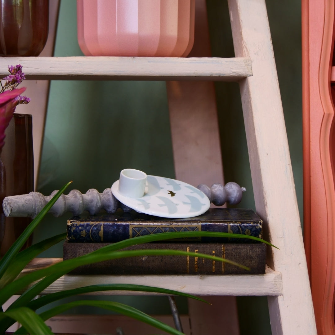 RÄDER – Bougeoir “Oiseaux” en porcelaine blanche