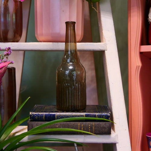 MADAM STOLTZ – Vase bouteille en verre brun fumé