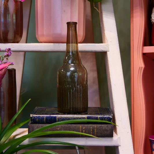 MADAM STOLTZ – Vase bouteille en verre brun fumé